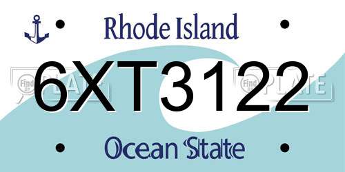 6XT3122 Rhode Island License Plate