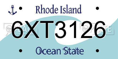 6XT3126 Rhode Island License Plate