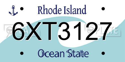 6XT3127 Rhode Island License Plate