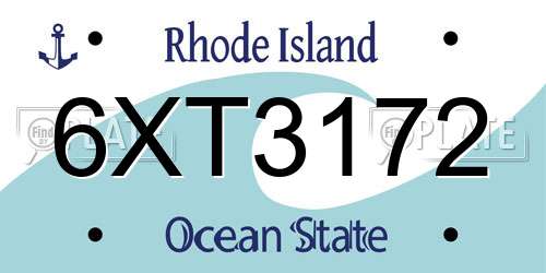 6XT3172 Rhode Island License Plate