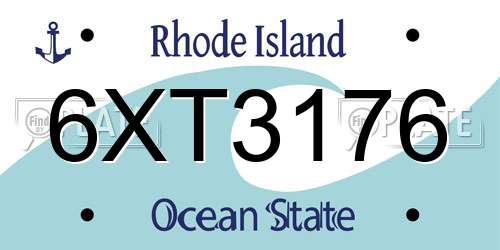 6XT3176 Rhode Island License Plate