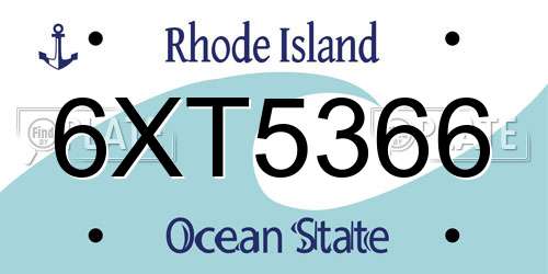 6XT5366 Rhode Island License Plate