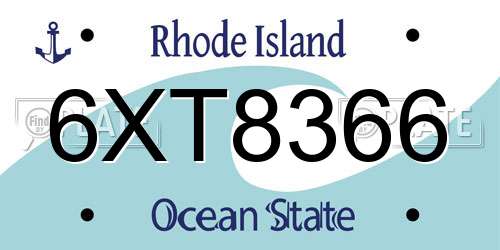 6XT8366 Rhode Island License Plate