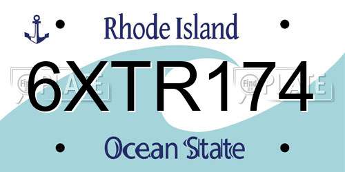 6XTR174 Rhode Island License Plate