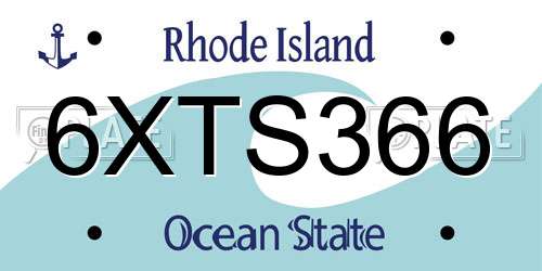6XTS366 Rhode Island License Plate