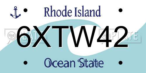 6XTW42 Rhode Island License Plate