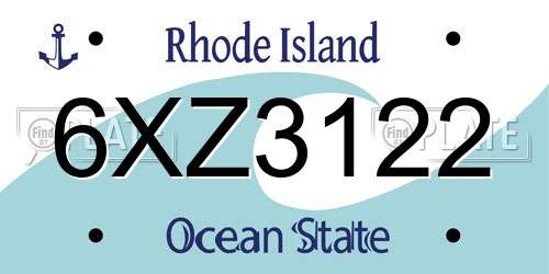 6XZ3122 Rhode Island License Plate