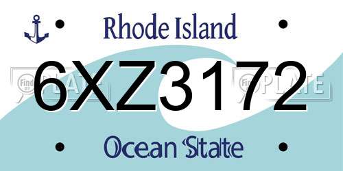 6XZ3172 Rhode Island License Plate