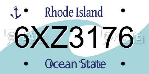 6XZ3176 Rhode Island License Plate