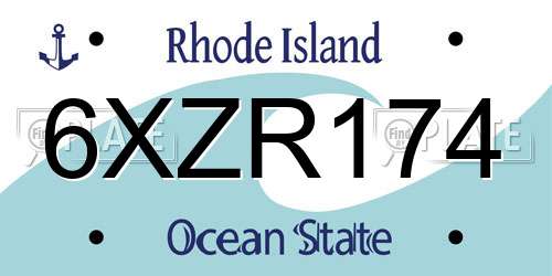 6XZR174 Rhode Island License Plate