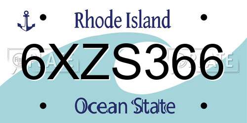 6XZS366 Rhode Island License Plate