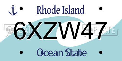 6XZW47 Rhode Island License Plate