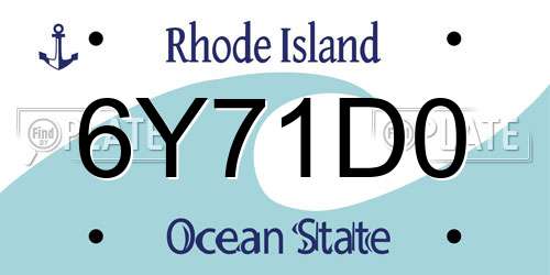 6Y71D0 Rhode Island License Plate
