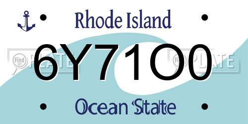 6Y71O0 Rhode Island License Plate