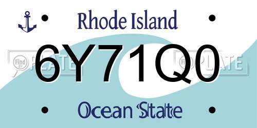 6Y71Q0 Rhode Island License Plate