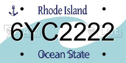 6YC2222 Rhode Island License Plate