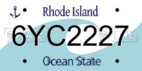 6YC2227 Rhode Island License Plate