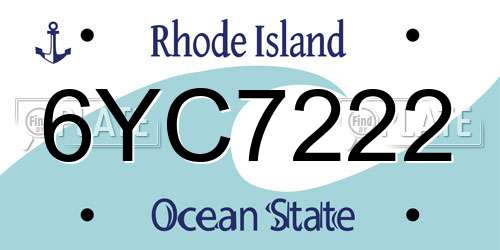 6YC7222 Rhode Island License Plate