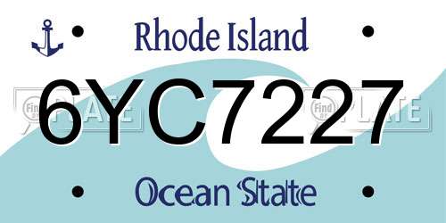 6YC7227 Rhode Island License Plate