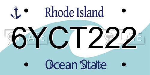 6YCT222 Rhode Island License Plate