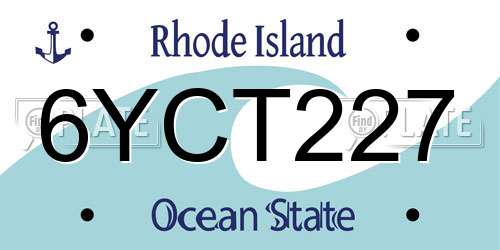6YCT227 Rhode Island License Plate