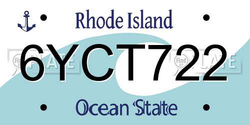 6YCT722 Rhode Island License Plate