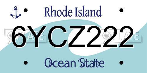 6YCZ222 Rhode Island License Plate