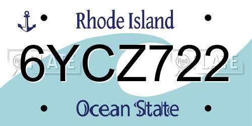 6YCZ722 Rhode Island License Plate