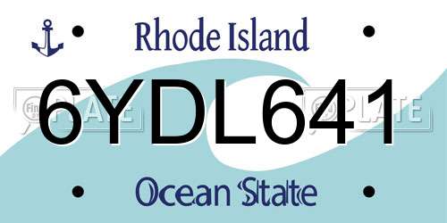 6YDL641 Rhode Island License Plate
