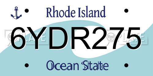 6YDR275 Rhode Island License Plate