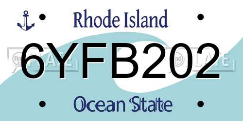 6YFB202 Rhode Island License Plate