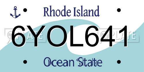 6YOL641 Rhode Island License Plate
