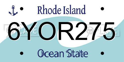 6YOR275 Rhode Island License Plate