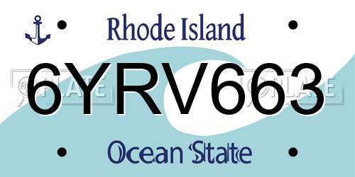 6YRV663 Rhode Island License Plate