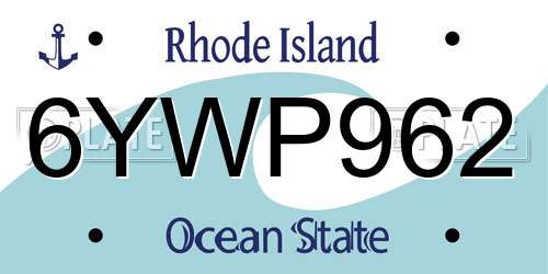 6YWP962 Rhode Island License Plate