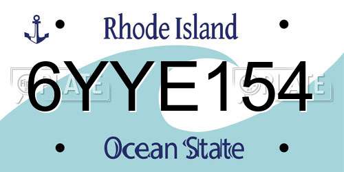 6YYE154 Rhode Island License Plate