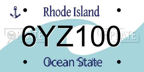 6YZ100 Rhode Island License Plate
