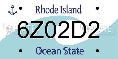 6Z02D2 Rhode Island License Plate