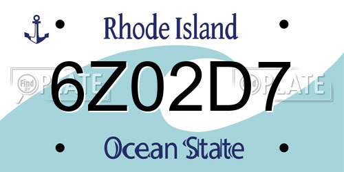 6Z02D7 Rhode Island License Plate