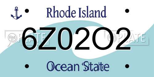 6Z02O2 Rhode Island License Plate
