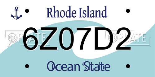 6Z07D2 Rhode Island License Plate