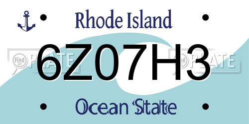6Z07H3 Rhode Island License Plate