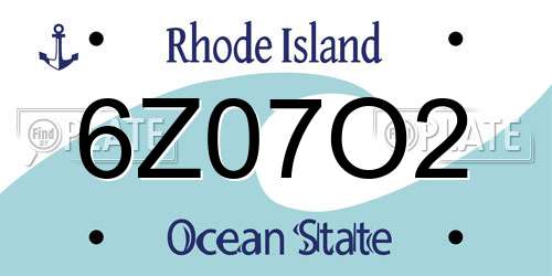 6Z07O2 Rhode Island License Plate