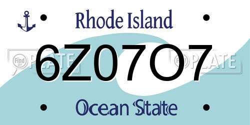 6Z07O7 Rhode Island License Plate