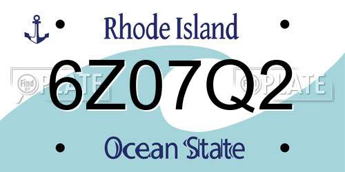 6Z07Q2 Rhode Island License Plate