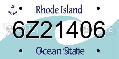 6Z21406 Rhode Island License Plate