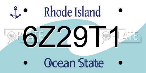6Z29T1 Rhode Island License Plate