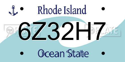 6Z32H7 Rhode Island License Plate