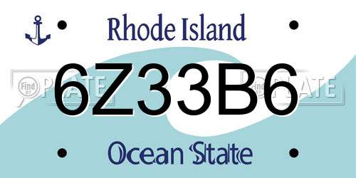 6Z33B6 Rhode Island License Plate