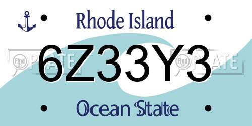 6Z33Y3 Rhode Island License Plate